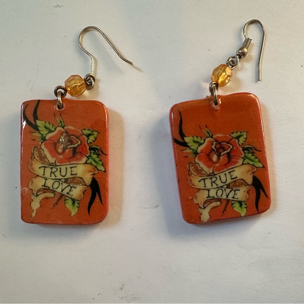 True Love Orange Dangle Earrings